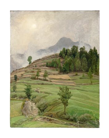 Adolfo Giuseppe Rolla, Settembre a Torgnon. 1959. Olio su tela. cm 65x50....