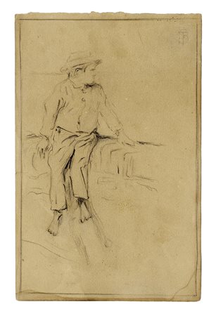 Telemaco Signorini, Bozzetto per Bepi a Riomaggiore. 1895. Matita su carta....