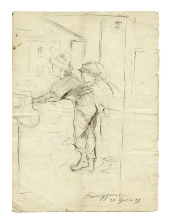 Telemaco Signorini, Riomaggiore. 1898. Carboncino su carta. mm 264x192....