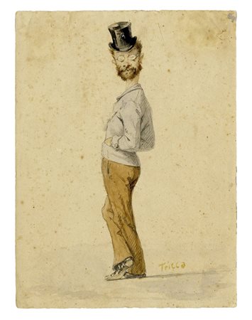 Angelo Tricca, Telemaco Signorini. 1800. Matita e acquerelli su carta. mm...