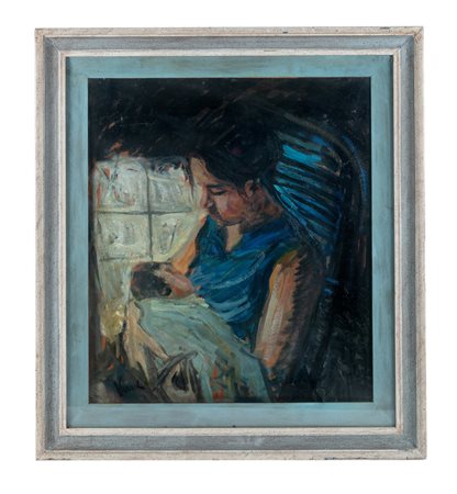 Lucio Venna Landsmann, Maternità. 1900. Olio su tela. cm 80x70,7. Firma in...