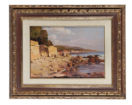 Angiolo Volpe, Quercianella. 1900. Olio su tela. cm 35,5x50. Firmato...