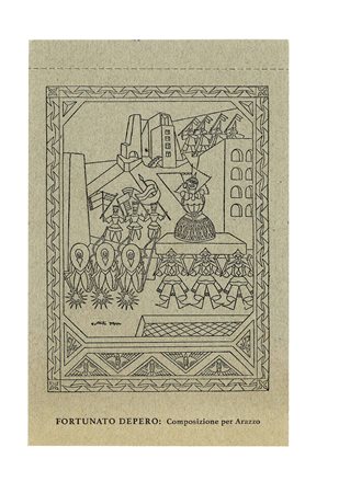 Fortunato Depero, Invito alla Grande Mostra di Arazzi e Cuscini di Fortunato...