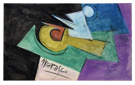 Antonio Marasco, Composizione. 1900. Acquerello su carta applicata. mm...