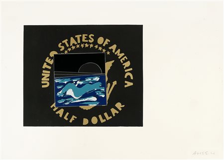 Franco Angeli, Half dollar. 1960. Serigrafia. mm 305x360. Foglio: mm 503x700....