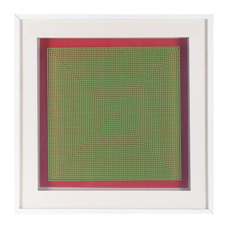 Alberto Biasi, Dinamica visiva. 1970. Multiplo. cm 46x46 (visibili). Firma e...
