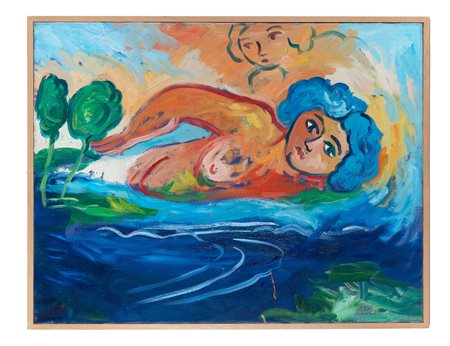 Mimmo Germanà, Senza titolo. 1980. Olio su tela. cm 70x90. Firma al verso....
