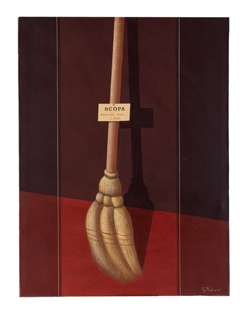 Giuseppe Modica, Scopa. Prestazioni extra. 1975. Olio su tela. cm 80x60....
