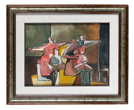 Pedro Pedrazzini, Teorema. 1976. Olio su tela. cm 30x40. Firma e data in...