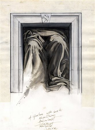 Ernest Pignon-Ernest, Porte napolitaine. 1992. Gouache, acquerello,...