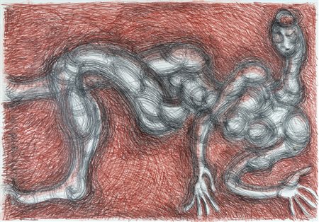 Günther Roth, Figura femminile. 2007. Pastello grasso, carboncino e matita su...
