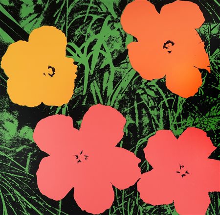 Andy Warhol [after], Flowers. 1964. Serigrafia. mm 914x914. Al verso "Andy...