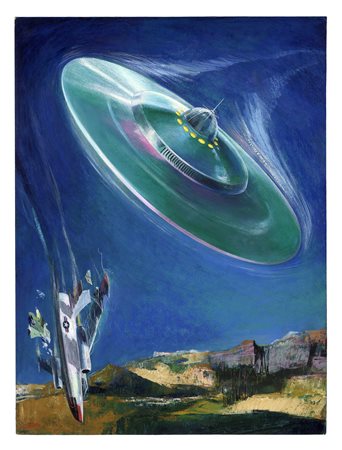 Alfonso Artioli, Disco volante. 1900. Tempera su cartoncino. cm 37,7x28,2....