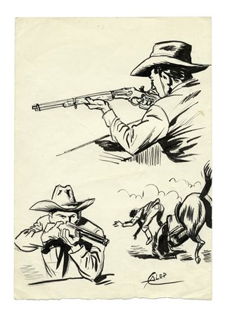 Galep [pseud. di Aurelio Galleppini], Tavola inchiostrata per Tex. 1900....