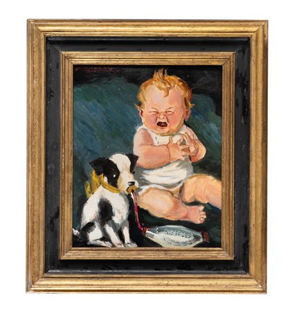Achille Luciano Mauzan, Farina lattea. Pubblicità Nestlè. 1920. Olio su...