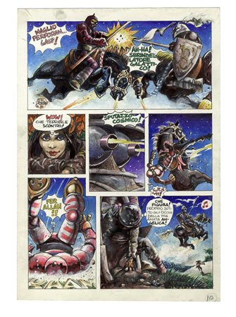 Anonimo del XX secolo, Tavola illustrata. 1980. Matita, china, acquerelli e...