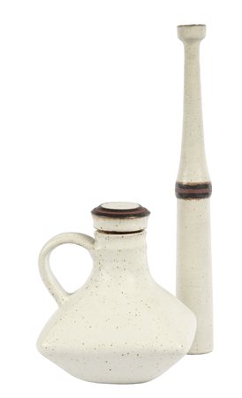 Bruno Gambone, Lotto composto di 2 bottiglie. 1970. Coppia di bottiglie in...
