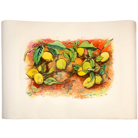 Renato Guttuso (Bagheria 1911 - Roma 1987)  - Natura morta con limoni, 20° Secolo