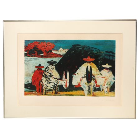 Salvatore Fiume (Comiso 1915 - Milano 1997)  - Messicani nella campagna, 1983