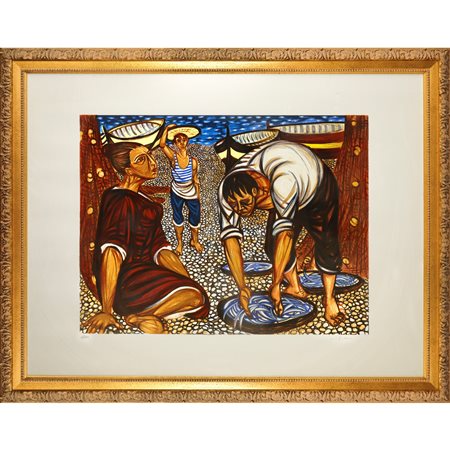 Giuseppe Migneco (Messina  1903 - Milano  1997)  - Venditore di pesce, 1995