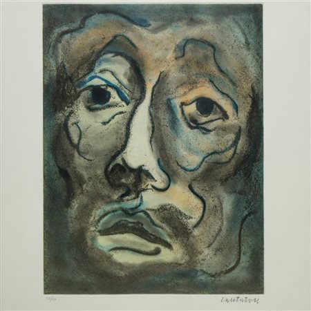 Domenico Cantatore (Ruvo di Puglia 1906 - Parigi, Francia 1998)  - Volto di uomo