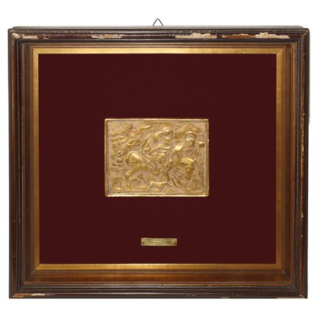 Domenico Tudisco (Catania 1919 - Catania 2013)  - Fuga in Egitto, placca con bassorilievo, 1956