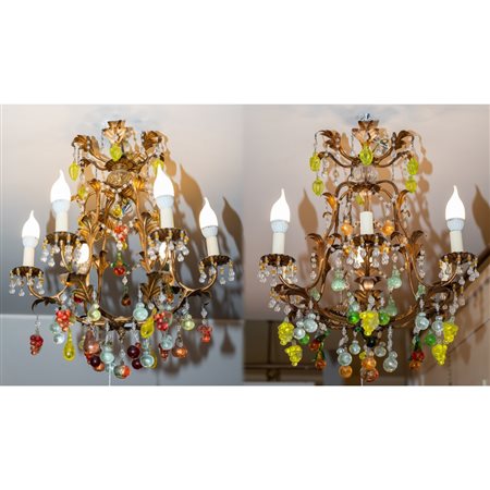 MANIFATTURA FIORENTINA SECONDA METÀ XX SEC., Coppia lampadari