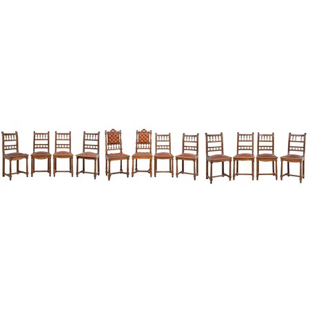 MANIFATTURA FRANCESE SECONDA METÀ XIX SECOLO, Dodici sedie