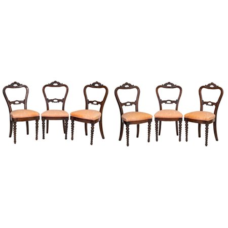 MANIFATTURA SICILIANA DEL XIX SECOLO, Sei sedie