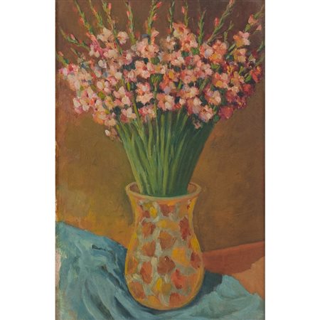 ANONIMO DEL XX SECOLO, Vaso con fiori, Olio su masonite