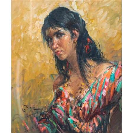 CLEMENTE TAFURI, Zingara, Olio su tavola