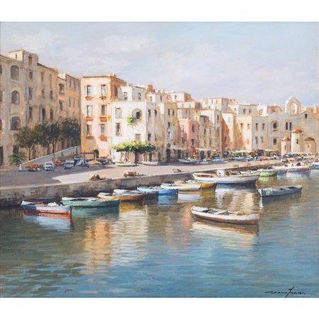 MARIO IRACE, Porto di Trani, Olio su tela