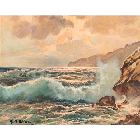 GUIDO ODIERNA, Mareggiata, Olio su tavola