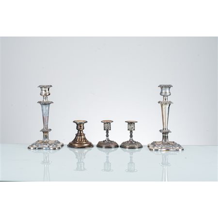 DUE COPPIE DI MONOCERA E MONOCERA in metallo argentato