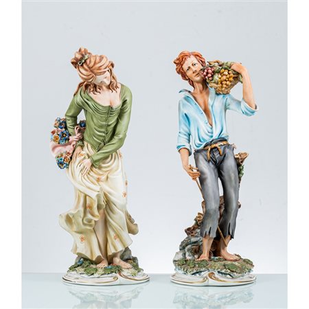 MANIFATTURA DI CAPODIMONTE SECONDA METÀ XX SECOLO, 2 sculture