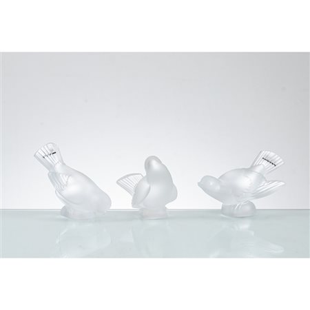 LALIQUE, Tre sculture in cristallo