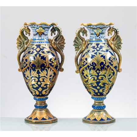 MANIFATTURA ROBBIA GULDO TADINO, Coppia di vasi