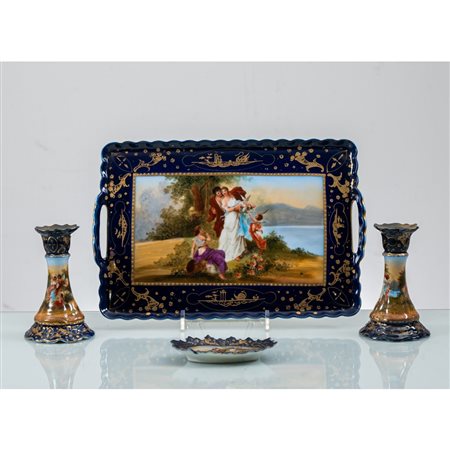 MANIFATTURA VIENNESE PRIMI DEL '900, 4 oggetti porcellana