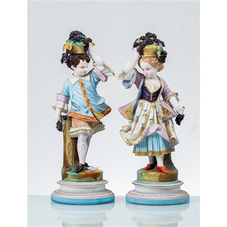 MANIFATTURA ITALIANA DEL XIX SECOLO, Coppia di sculture