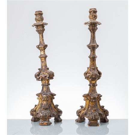 MANIFATTURA SICILIANA DEL XVIII SECOLO, Coppia di candelabri