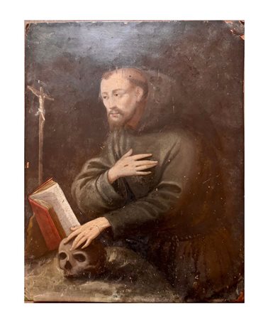 Antico Dipinto olio su rame Ambito della Scuola Bolognese, XVIII secolo Olio su rame (ramino), cm 20 x 15,5.