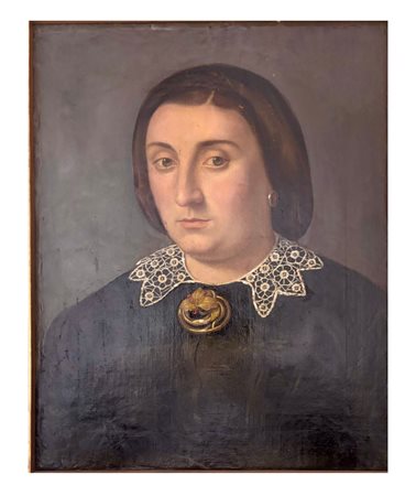 Antico dipinto raffigurante Ritratto di nobildonna – Olio su tela, cm 50 x 40 Ambito dell’Italia Settentrionale (Area Lombardo-Emiliana), 1560-1580 circa