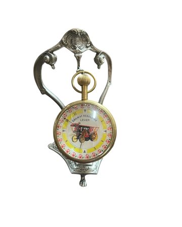 Orologio a sfera da scrivania o da tavolo "Railway Regulator Lever" con supporto in stile Liberty