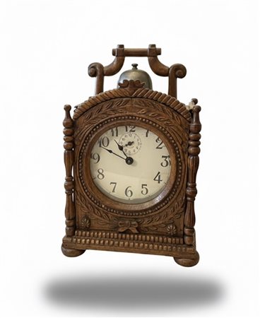 Orologio da Tavolo "Capuchine" in Legno Intagliato cm 25x14