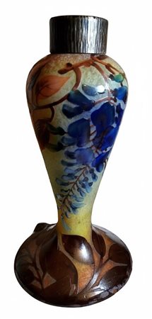 Jean-Simon Peynaud – Vaso Art Nouveau "Glicine" in Vetro Cammeo forato 