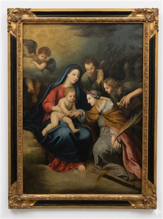 Dipinto olio su tela "Matrimonio mistico di Santa Caterina d'Alessandria" – inizio 900 secolo – cm 90x60