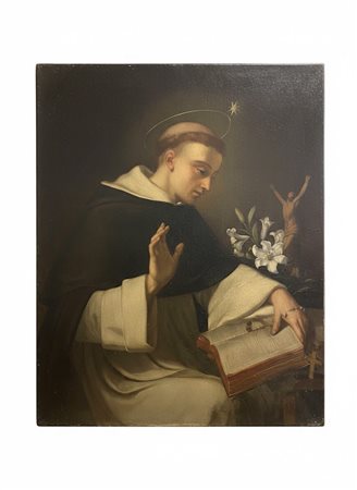 Antico dipinto Olio su tela raffigurante "San Luigi Gonzaga in preghiera" fine XVIII cm 100x80