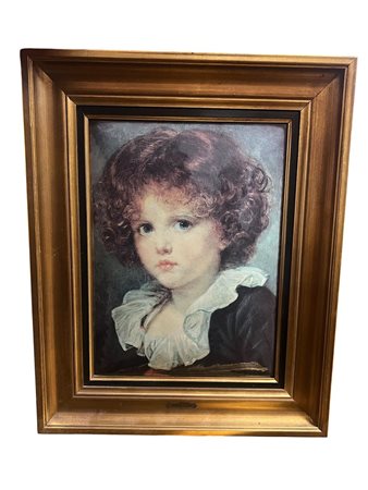 Dipinto su Vetro "Ritratto di Fanciullo con Gorgiera" con Cornice del XX Secolo