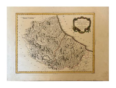 Mappa Antica – ABRUZZO ULTERIORE – Originale del 1783 – Antonio ZATTA (da Rizzi Zannoni) – Acquerellata