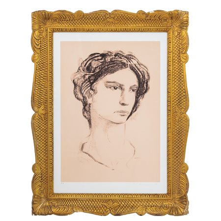 PIETRO ANNIGONI, Volto femminile, Litografia